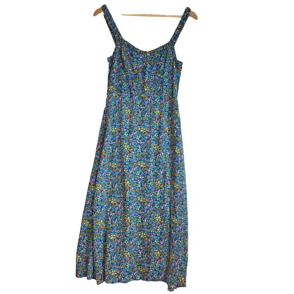 Zara Floral Midi Dress Feminine Flowy Spring Lightweight Small Blue Pink - Picture 1 of 13
